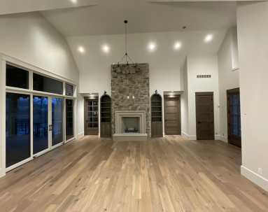 Fred Olivieri Custom Homes Great Room or Living Room inspiration Stone fireplace