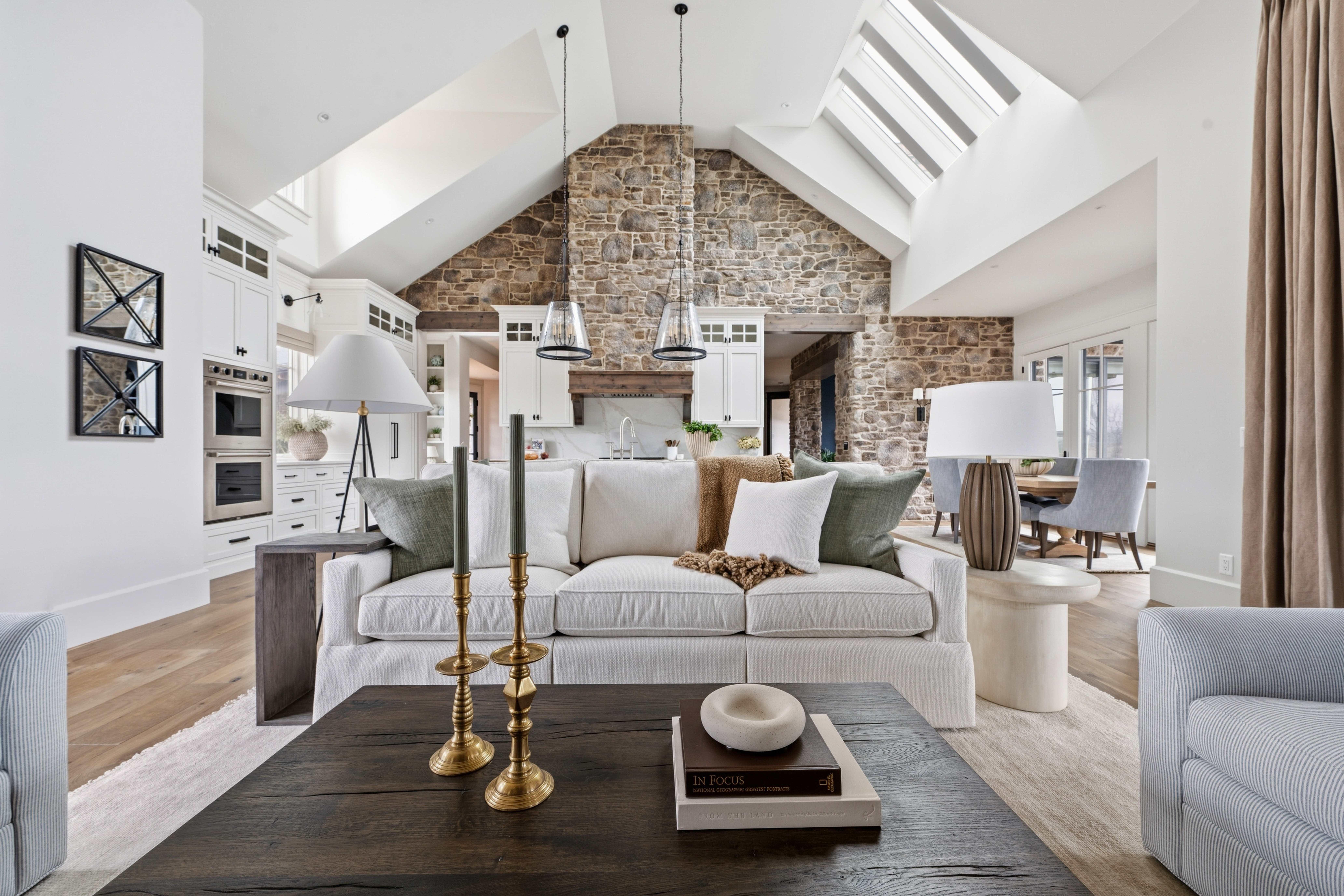 Fred Olivieri Custom Homes Great Room or Living Room inspiration Stone wall